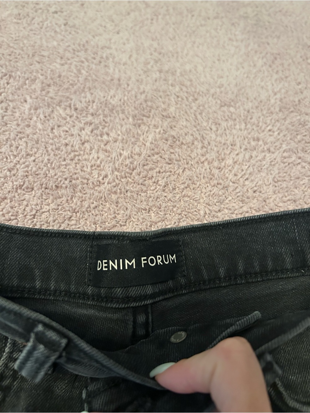 Denim Forum High-Rise Black Washed Denim Shorts with Raw Hem - Picture 2 of 6